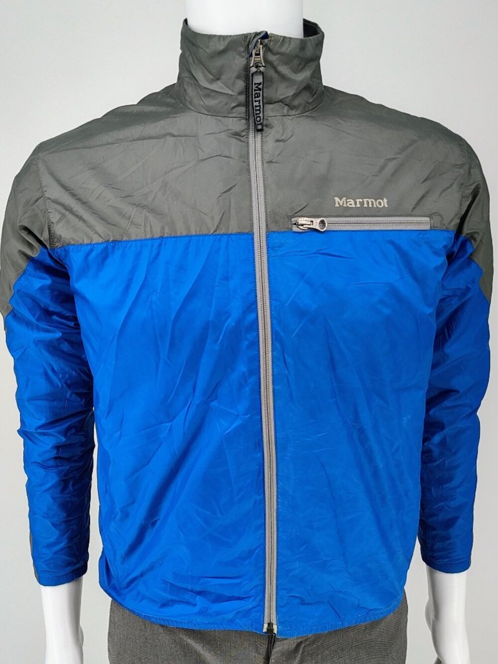 Marmot Kids 2009 Unisex Blue & Gray Lightweight Polyester Rain Jacket (XL) *Fair